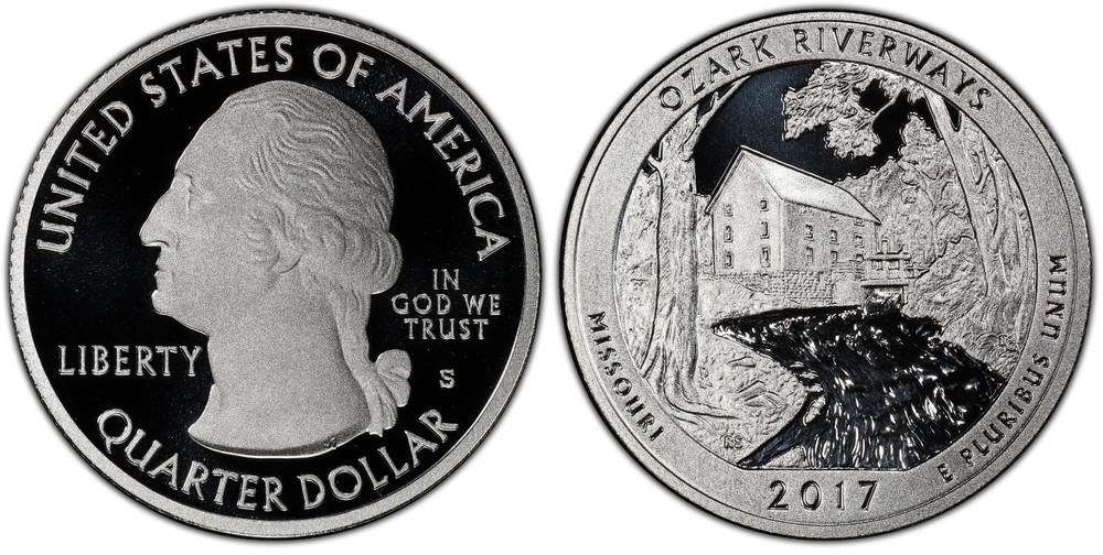 2017 S Silver Proof Ozark Riverways Quarter - From a Proof set - 90% Silver