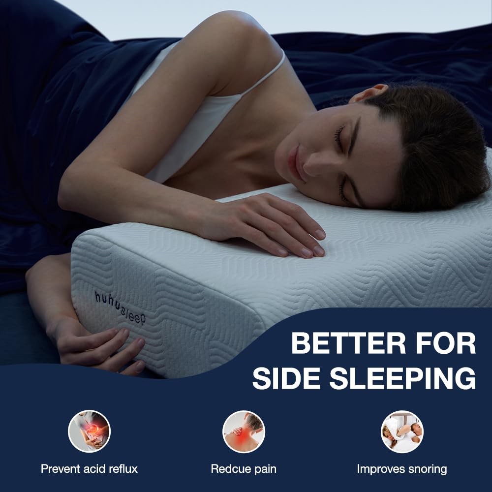 Cube Pillow for Side Sleeper with Firm Layer, Cooling Memory Foam Pillows wit...