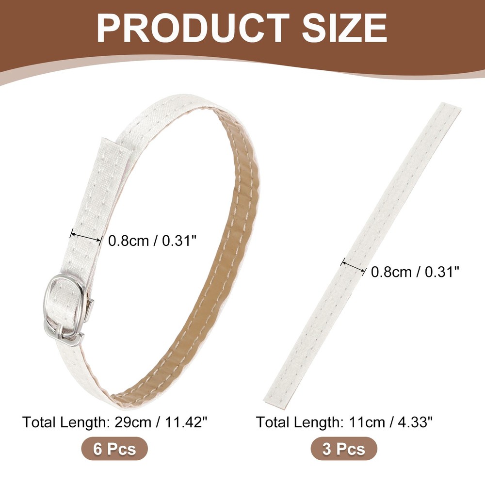3 Pair Replacement Ankle Strap for Heels Leather Shoe Band, Silk White
