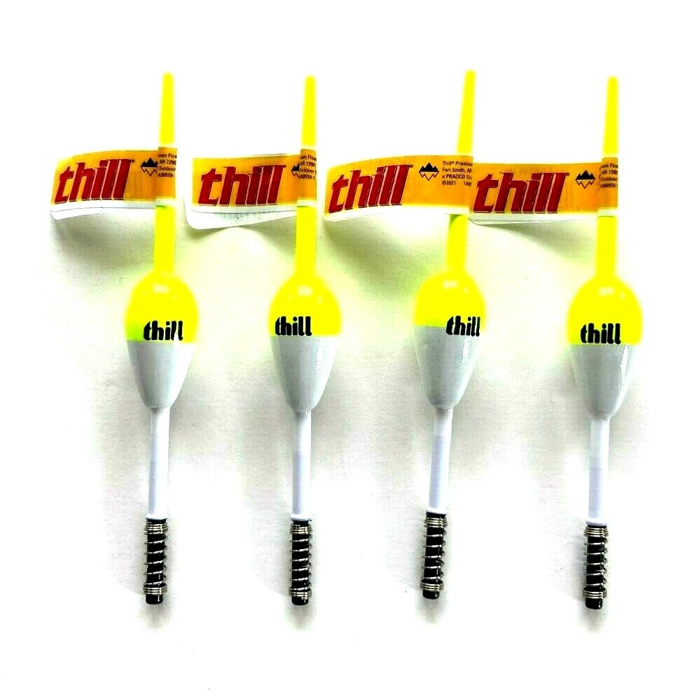 SET OF 4 Thill Premium Balsa Float Yellow 1 1/2" Pear Shape Spring Stick Float