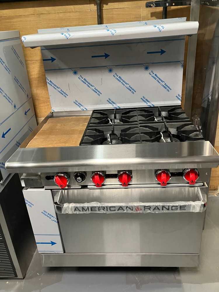 American Range AR-12G-4B, 36-Inch 4-Burner Range with Left side Griddle