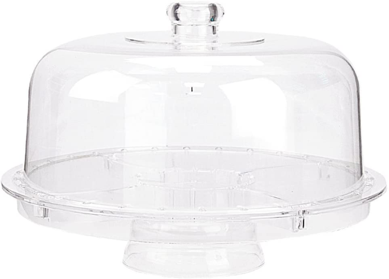 Cake Stand Multifunctional Serving Platter and Cake Plate with Dome (6 Uses)