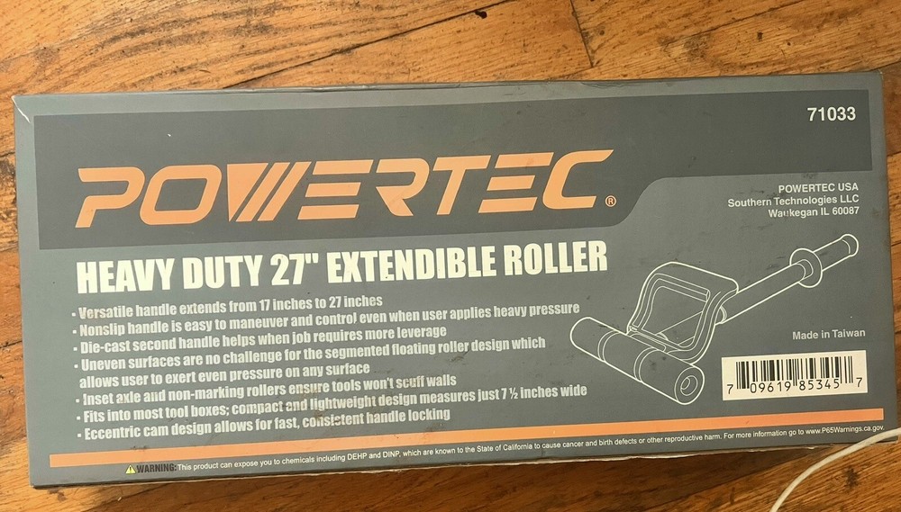 Powertec 27” Extendable Floor Roller Heavy Duty NEW IN BOX