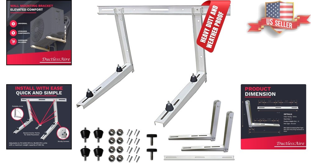 Universal Ductless Mini Split Wall Mount Bracket - Durable Steel Construction