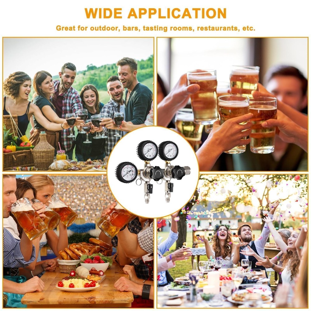 Dual Output Keg Co2 Regulator Beer Regulator, CGA-320 Kegerator Regulator, Tr...