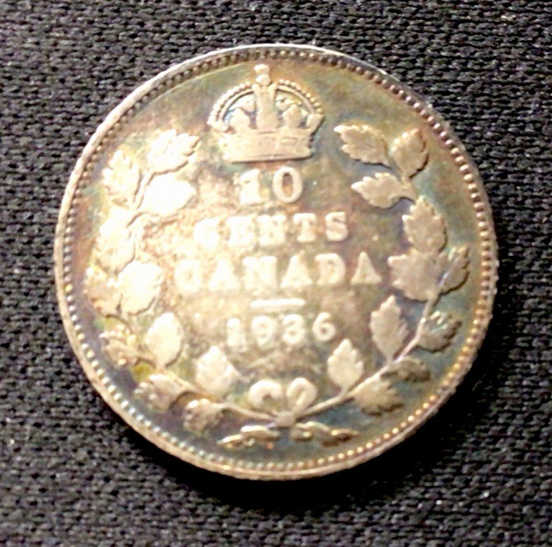 1936 Canada Silver! 10 Cent! ENN Coins