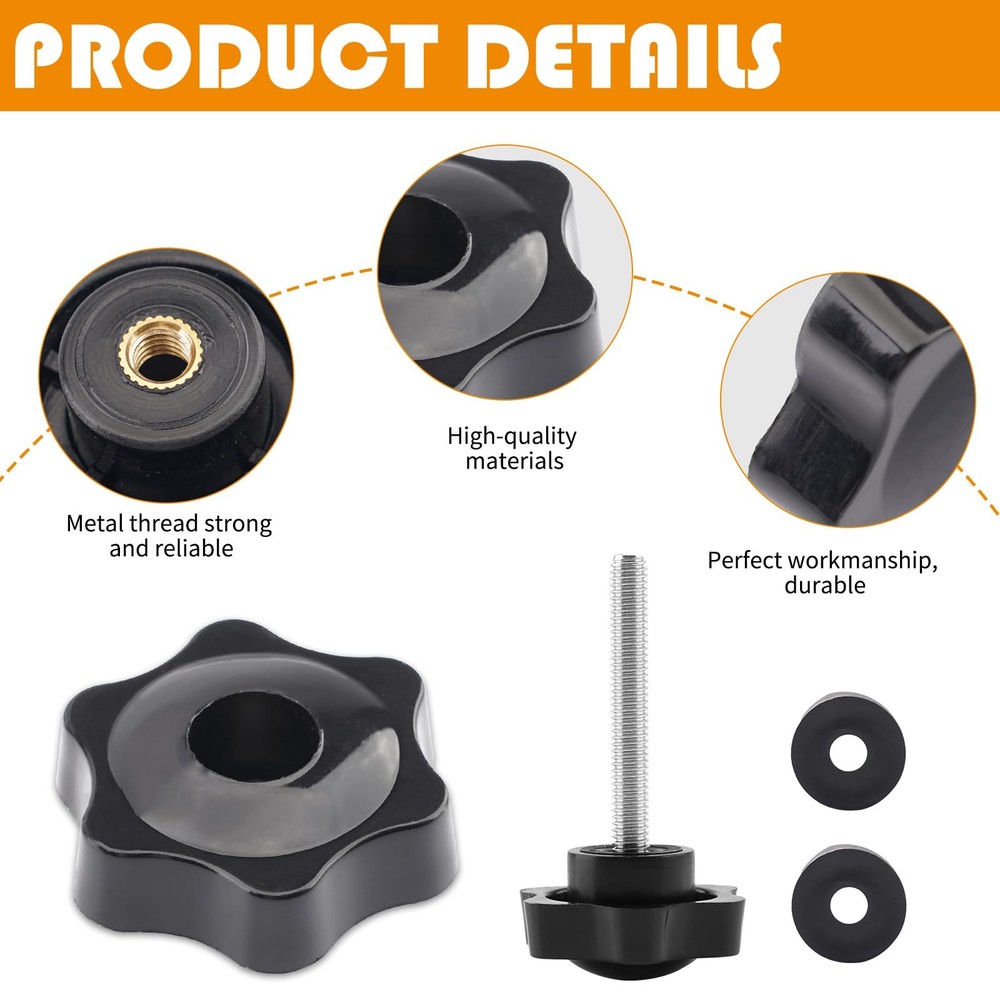 Jerbor 2 Pack Replacement Arm Adjustment Knobs for Rollators Walker Black