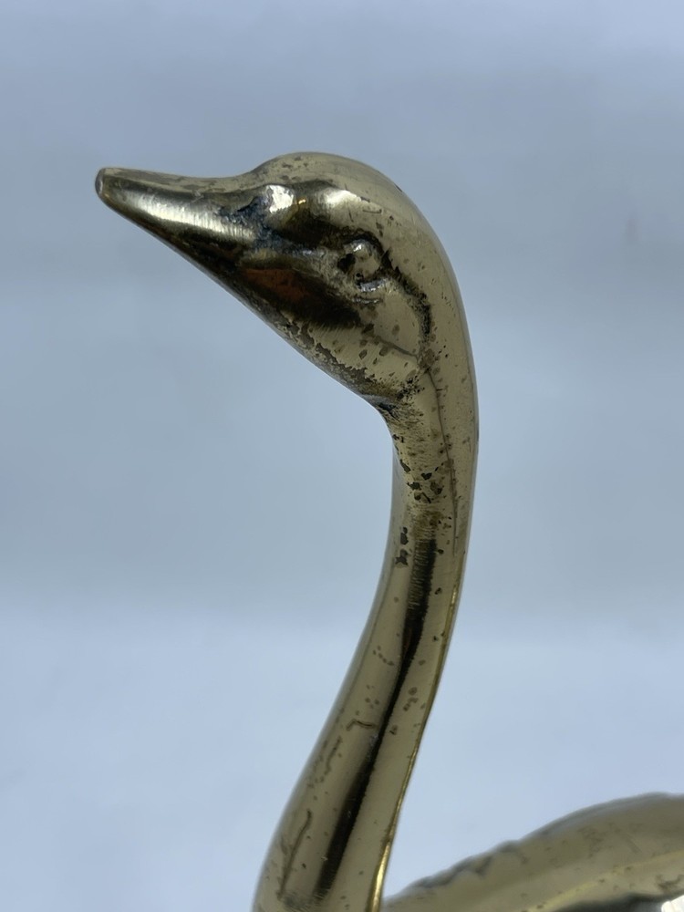 Vintage Solid Brass Swan Long Neck Figurine