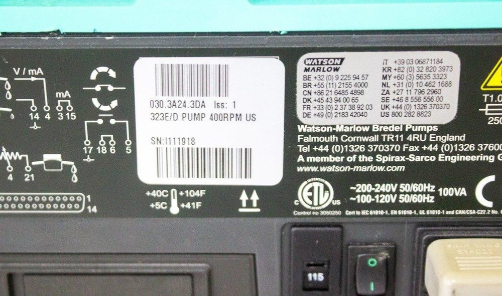 Watson Marlow 323E/D Pump Fair Condition Manual Control Variable Sp (3374928)