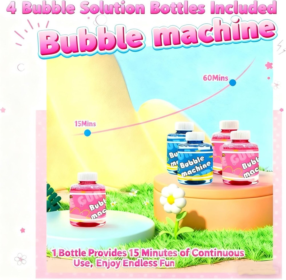 Enchanting 2-Pack Bubble Guns with Bubble Solution - Perfect for Parties & More