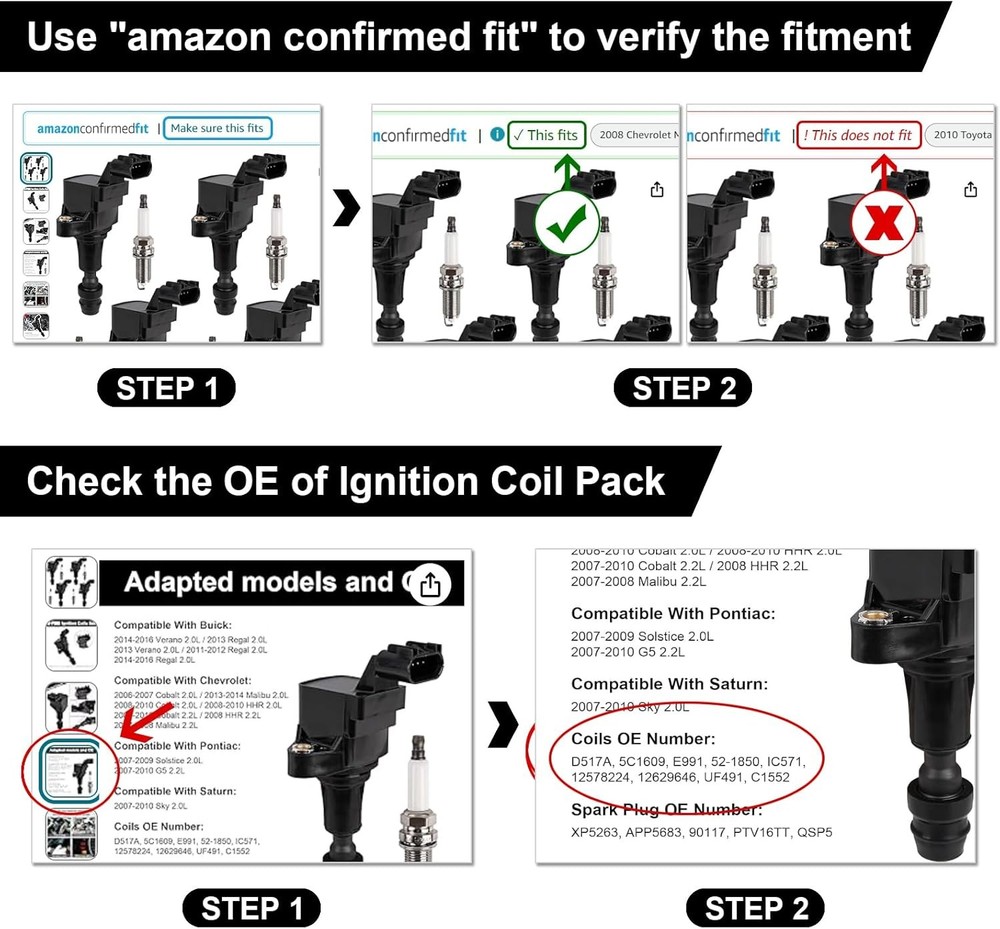 4pcs Ignition Coil & Spark Plug Compatible with Chevy Malibu Cobalt... Fast Ship