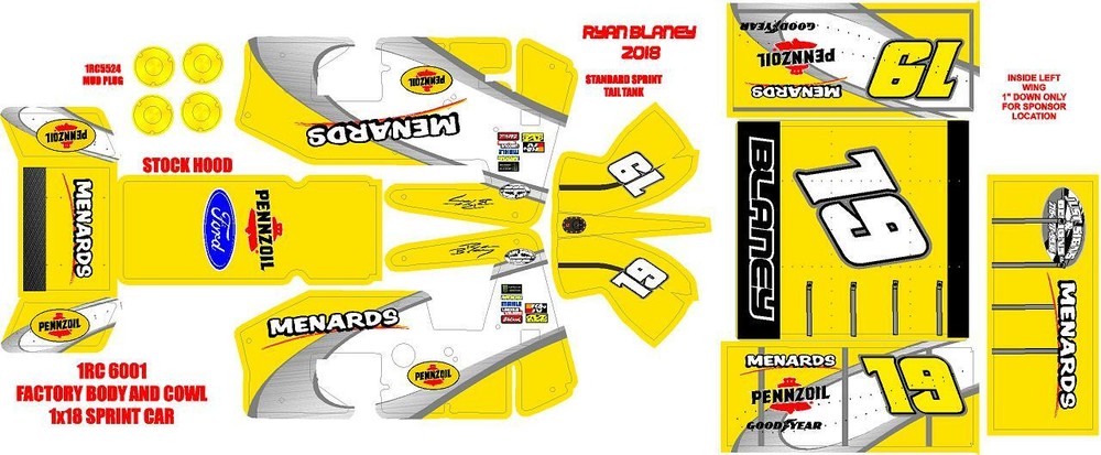 1RC SPRINT WRAP RYAN BLANEY 2018 THEME WRAP KIT