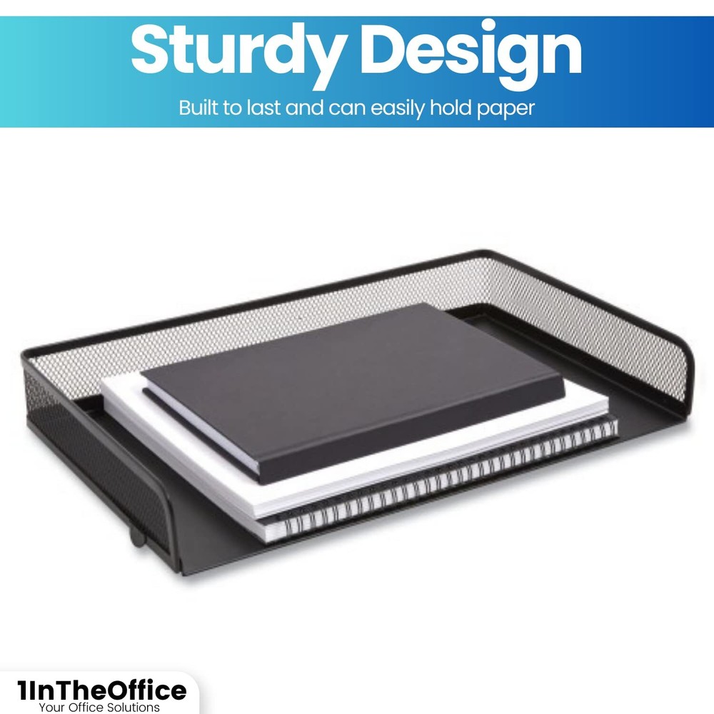 Side Load Letter Tray Stackable Black Mesh Tray Legal Size "2 Pack"