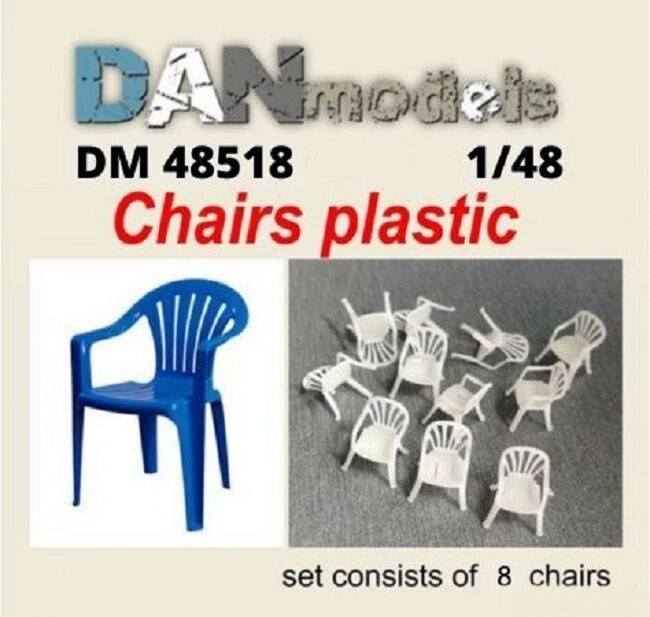 Dan Models 48518 Diorama accessories. Plastic chairs 8 pcs. 1/48