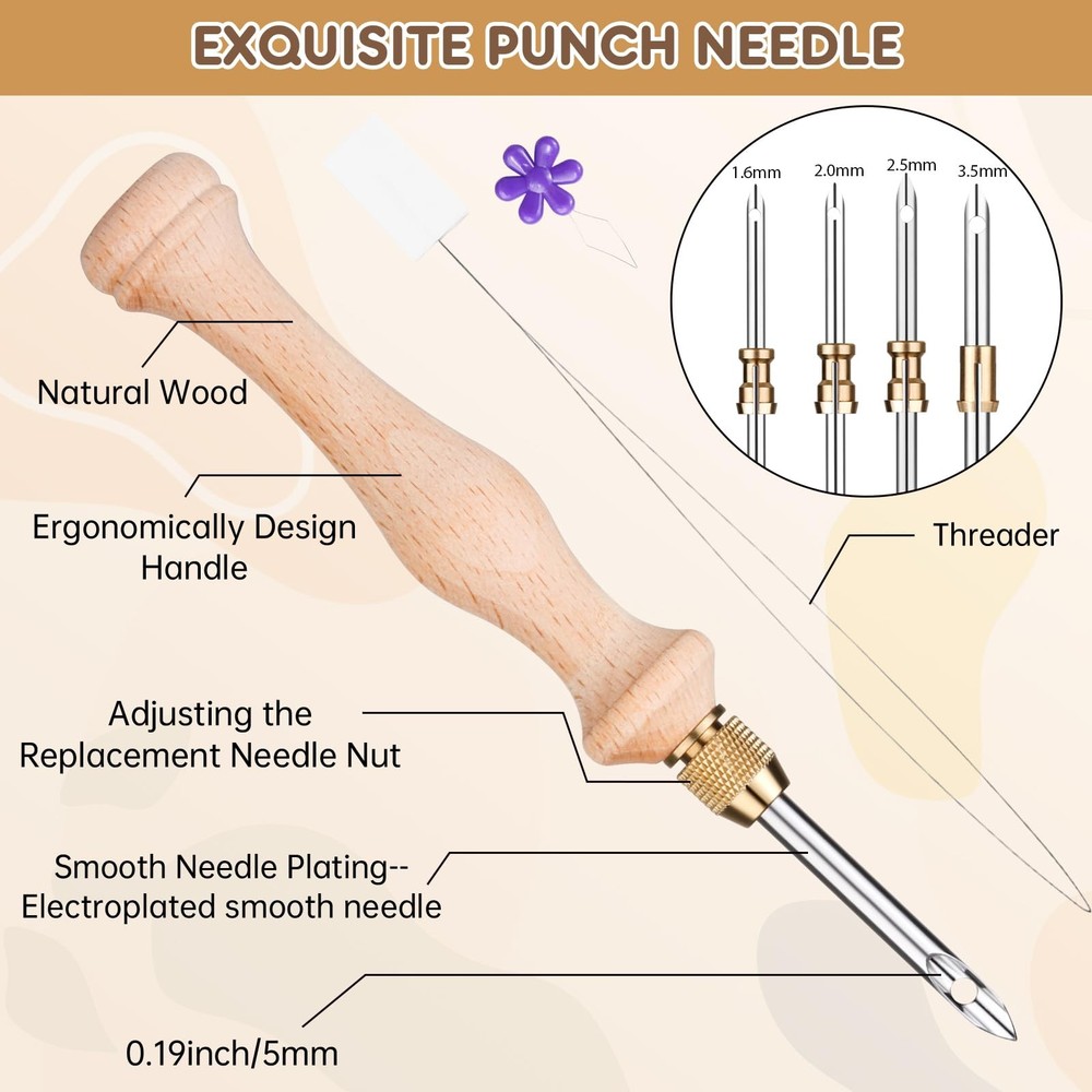Punch Needle Kit with Storage Box,Adjustable Punch Needle Tool with 5 Differ...