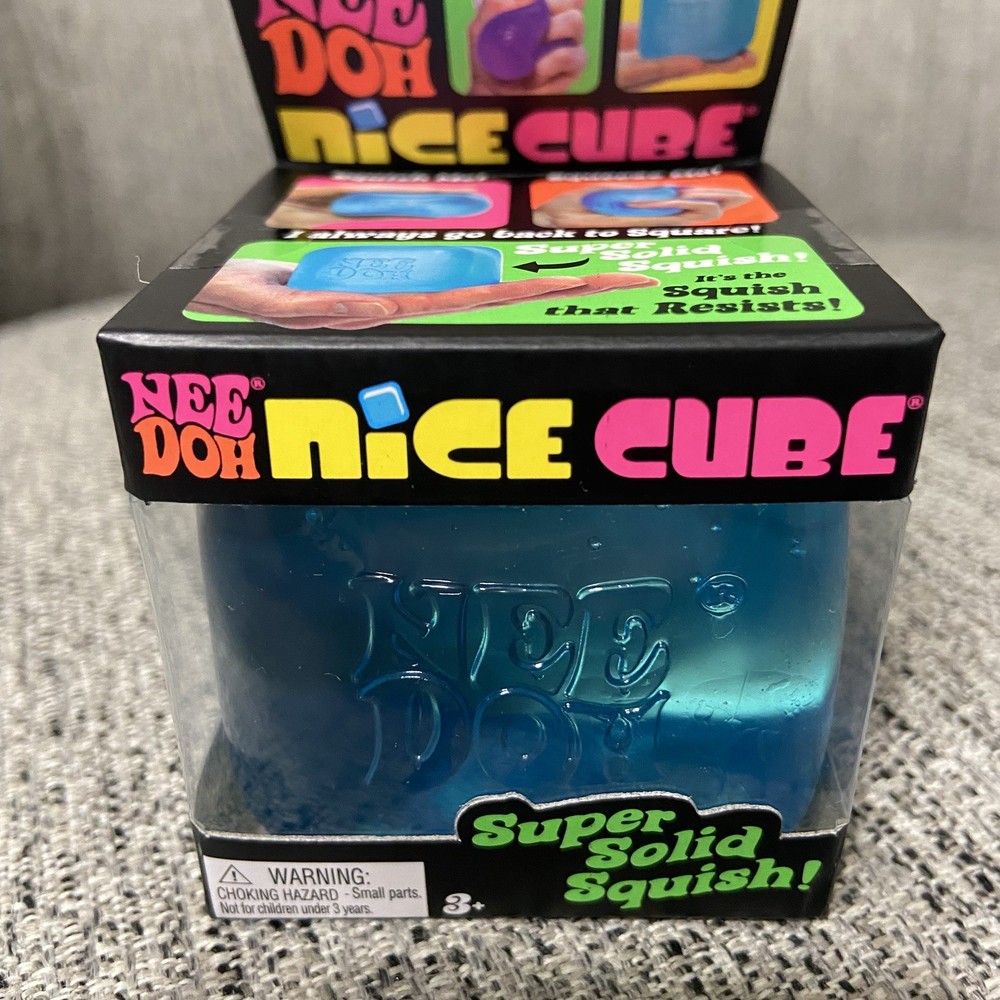 NEW Nee Doh Nice Cube Super Solid Squish Toy BLUE NEW