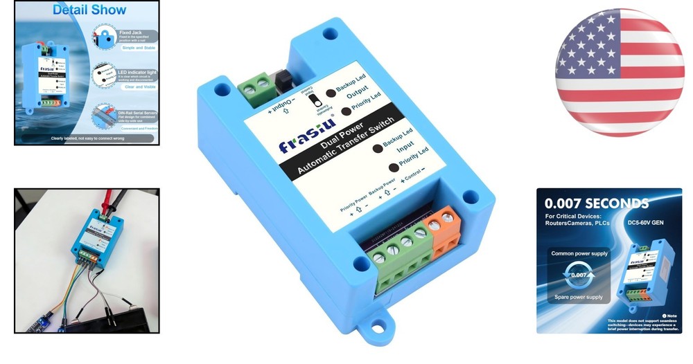 DC Automatic Transfer Switch 5-60V 5A - Fast Switching with Protection Features