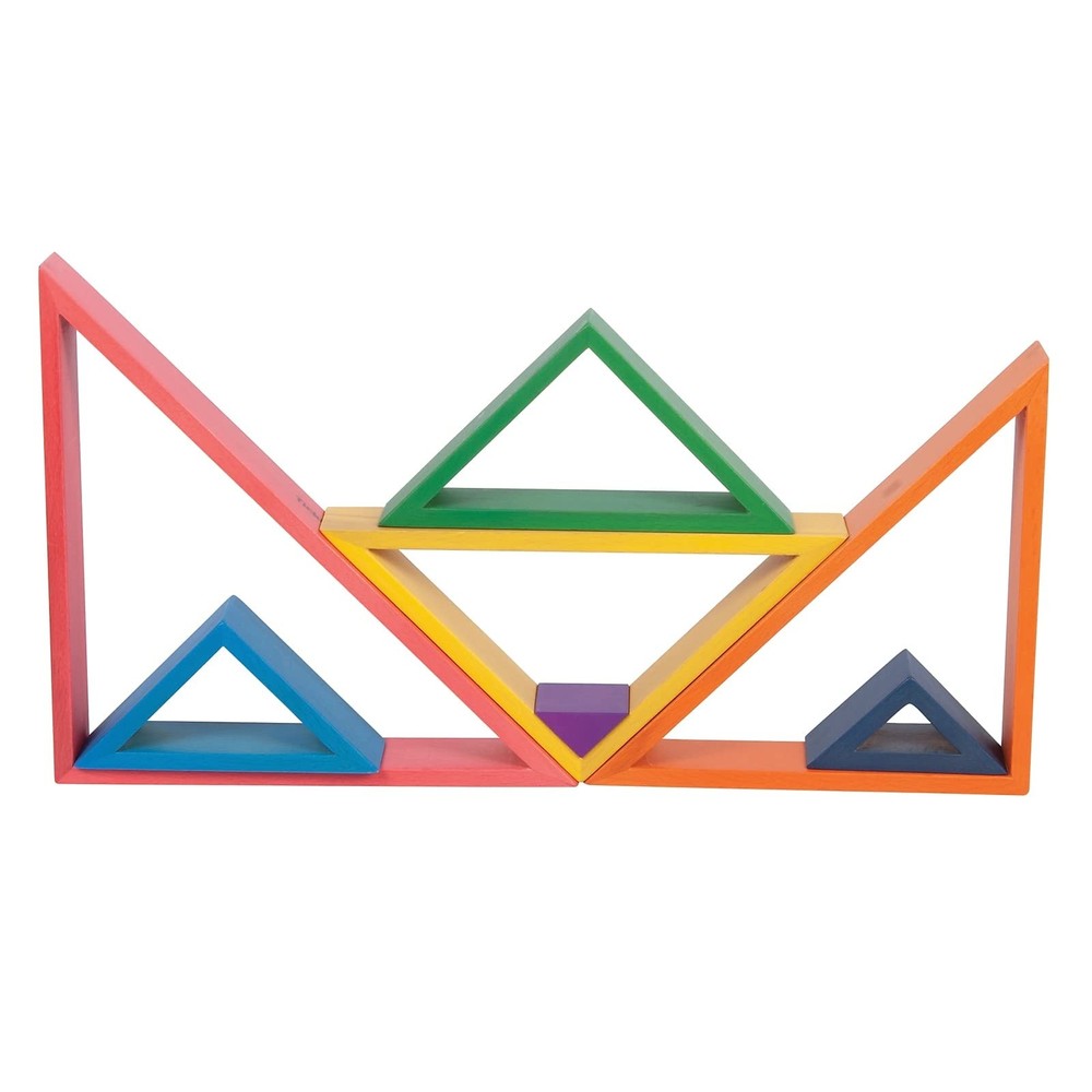 - 73418 Wooden Rainbow Architect Triangles - Nesting Puzzle - Stacking Blocks...