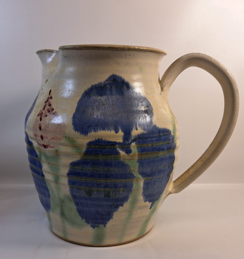 Pottery  Pitcher 6.5" Tall Mixed Design Glaze
