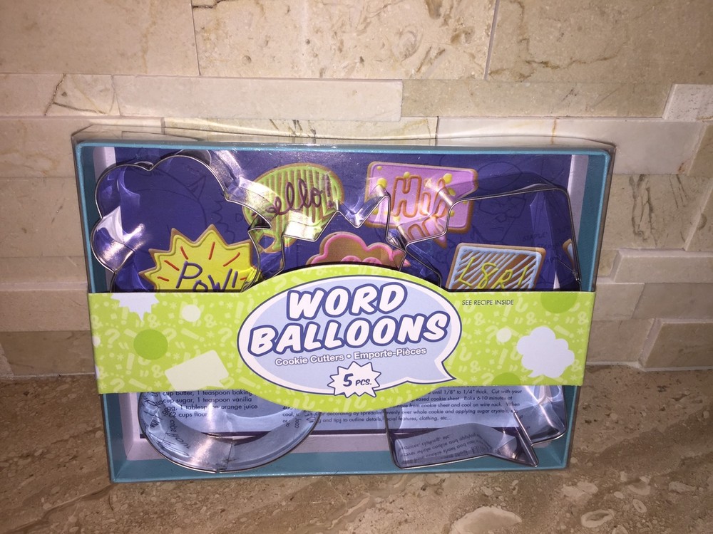 FOX RUN WORD BALLOONS 5 PC COOKIE CUTTER SET