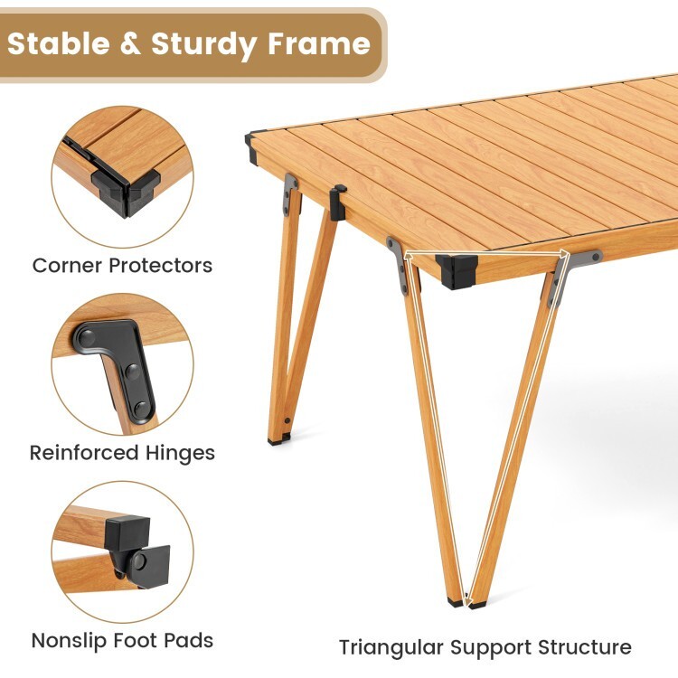 Folding Portable Camping Table Picnic Table w/Storage Bag & Waterproof Desktop