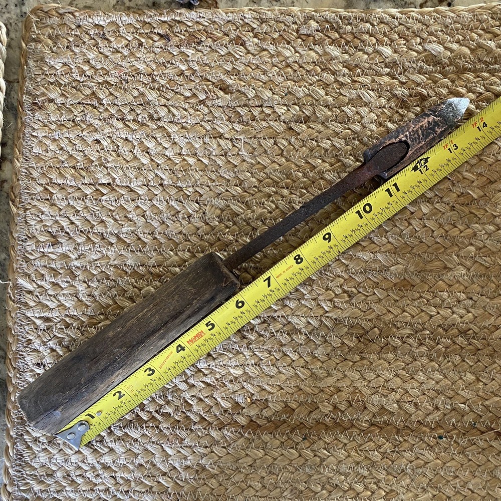 Vintage Copper Head Soldering Iron Wood Handle Primitive Tool Blacksmith