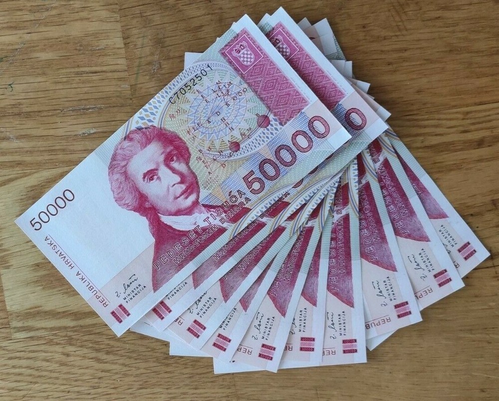 10xCROATIA 50000 DINARS (P26) 1993 UNC
