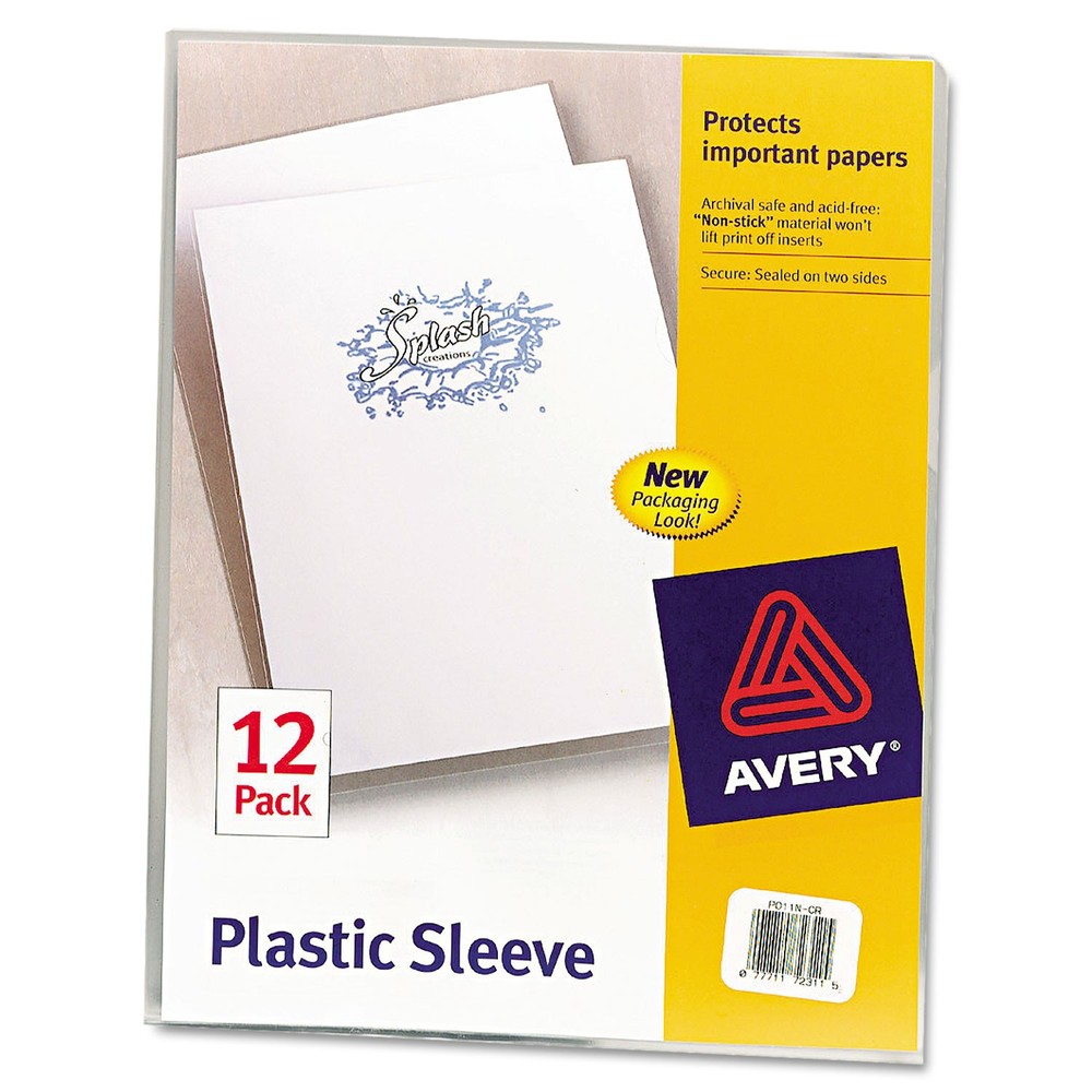 Avery® Clear Plastic Sleeves, Polypropylene, Letter, 12/Pack