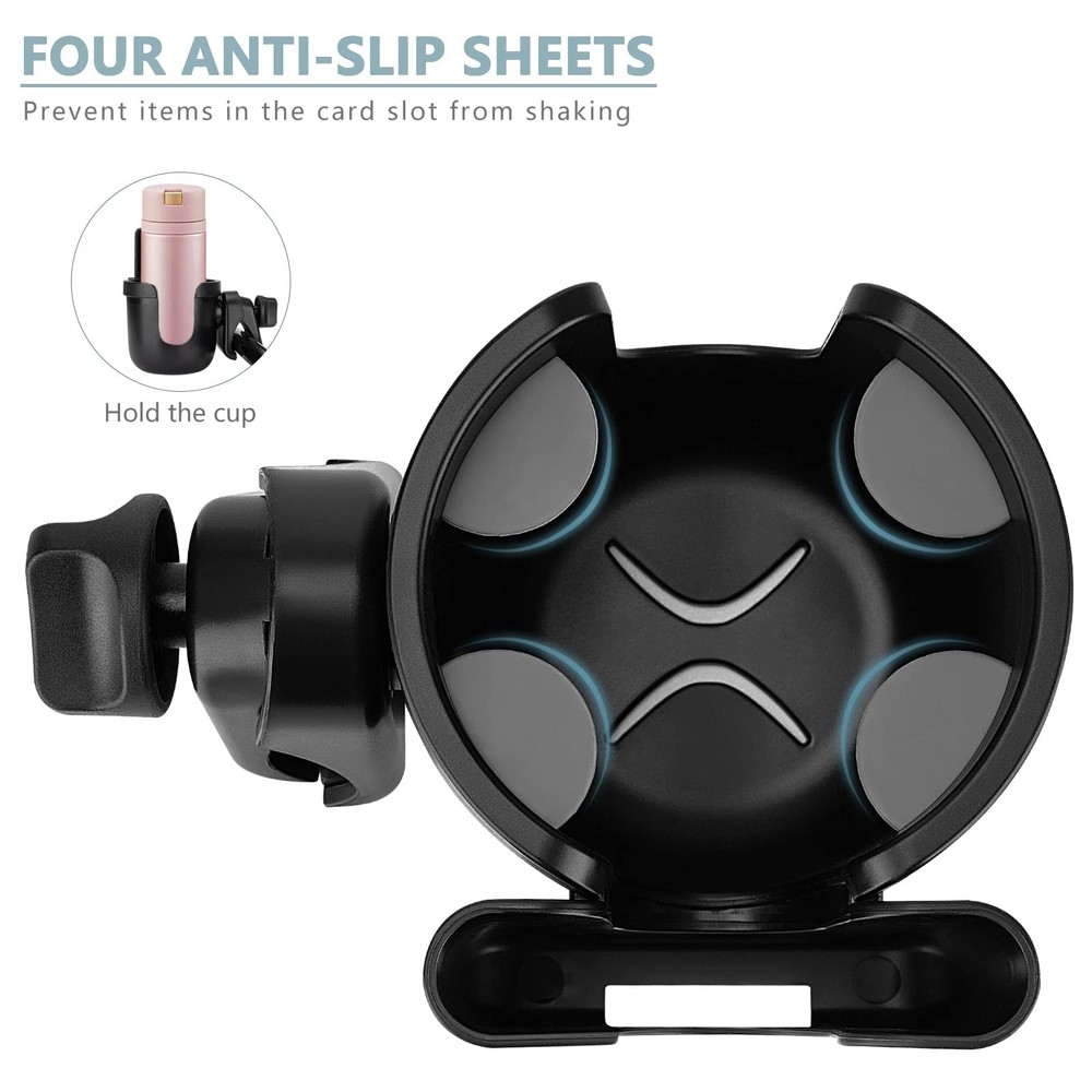 Universal Stroller Cup Holder, Adjustable Drink Holder with Phone Holder