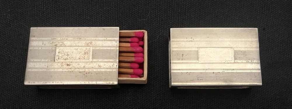 Pair Art Deco STERLING SILVER Matchbox Covers No Monograms