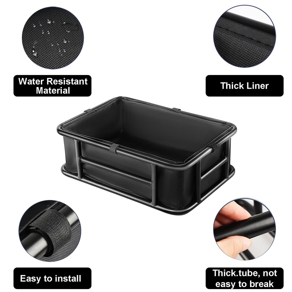 Heavy-Duty Rear Cargo Basket for Bikes & E-Bikes - Includes Large, black
