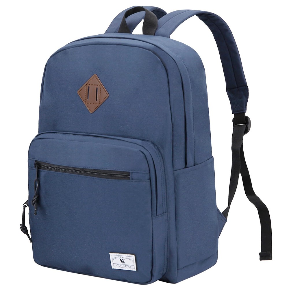 School BackpackLightweight Classic Basic Bookbag for Men Women Simple Blue Ba...
