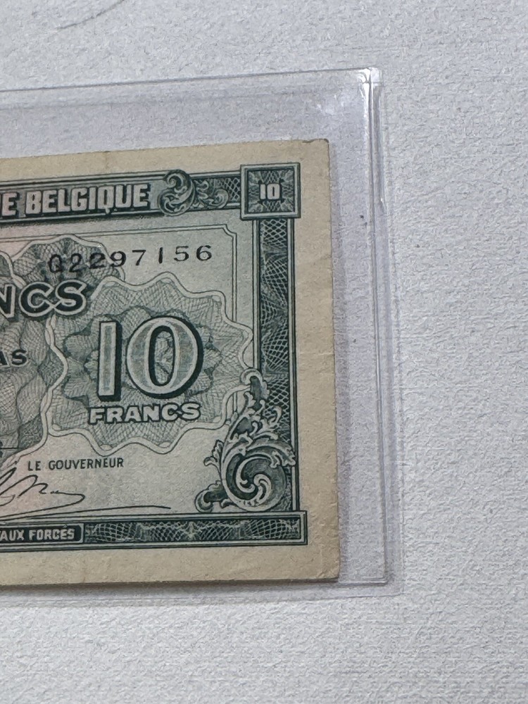 1943 Belgium 10 Francs Banknote P# 122a