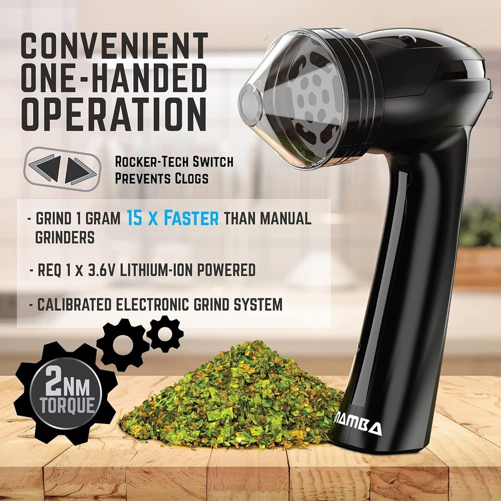 1g Original Black Electric Portable Herb Grinder- USB Powered Essential Kitchen