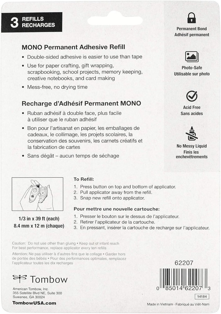 Acid-Free MONO Permanent Adhesive Refills 3-Pack – Precision Bonding Solution