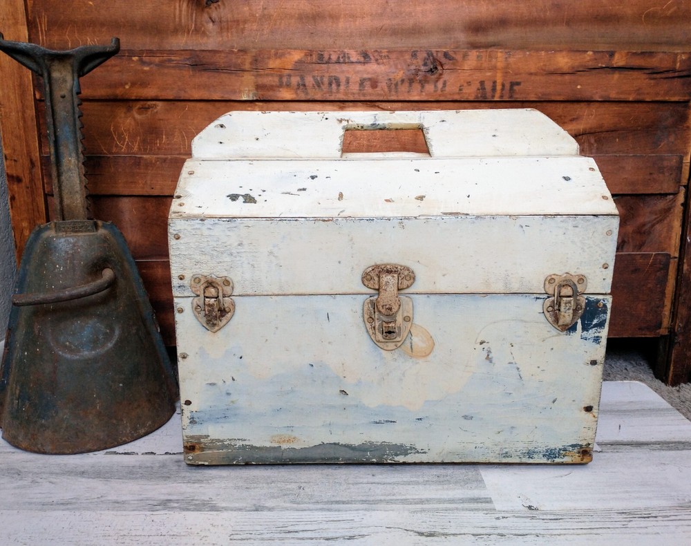 Handmade Wooden Tool Painter's Box Craftsman's Chest Rustic Primitive Storage