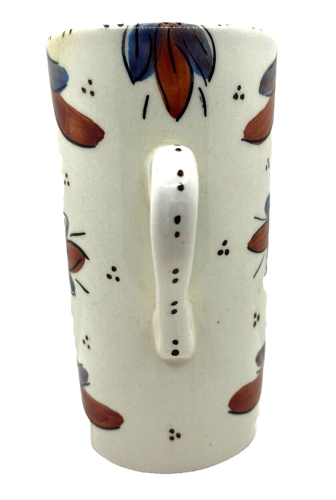 Half Cup/Mug Candle Holder with Handle Flowered Design