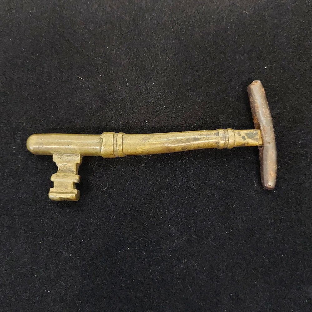 Vintage Old Brass Skeleton Key Stamped #8 Repaired Handle