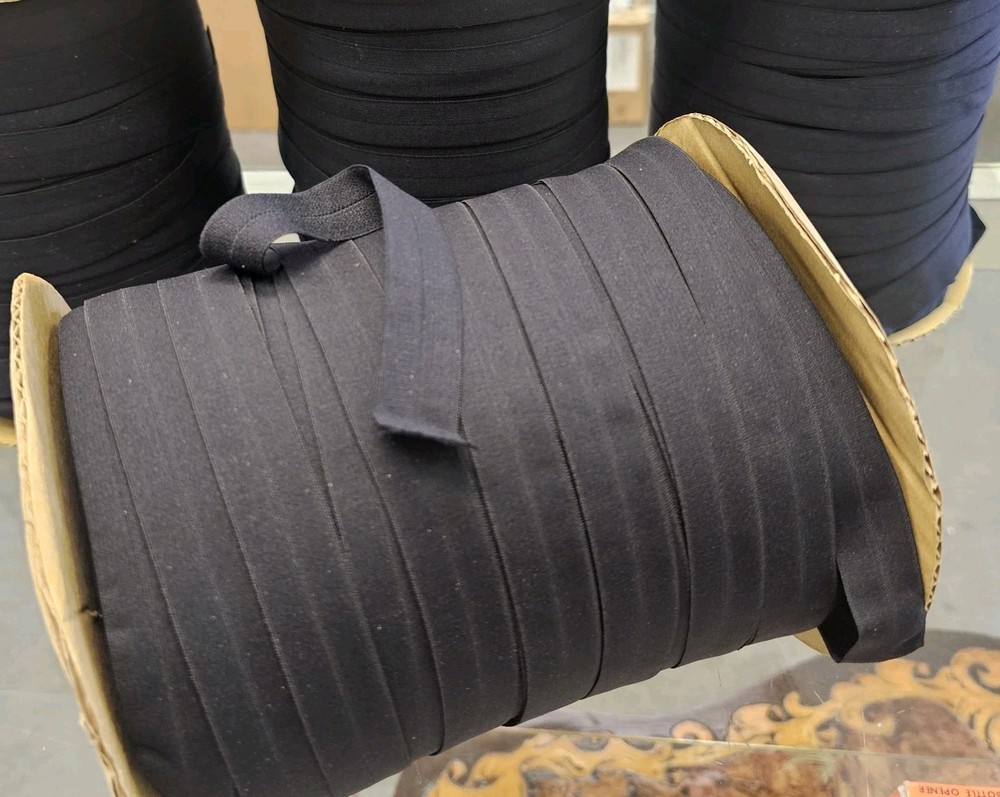 Black 3/4" (20mm) Fold Over Elastic  175 Yards (B002)