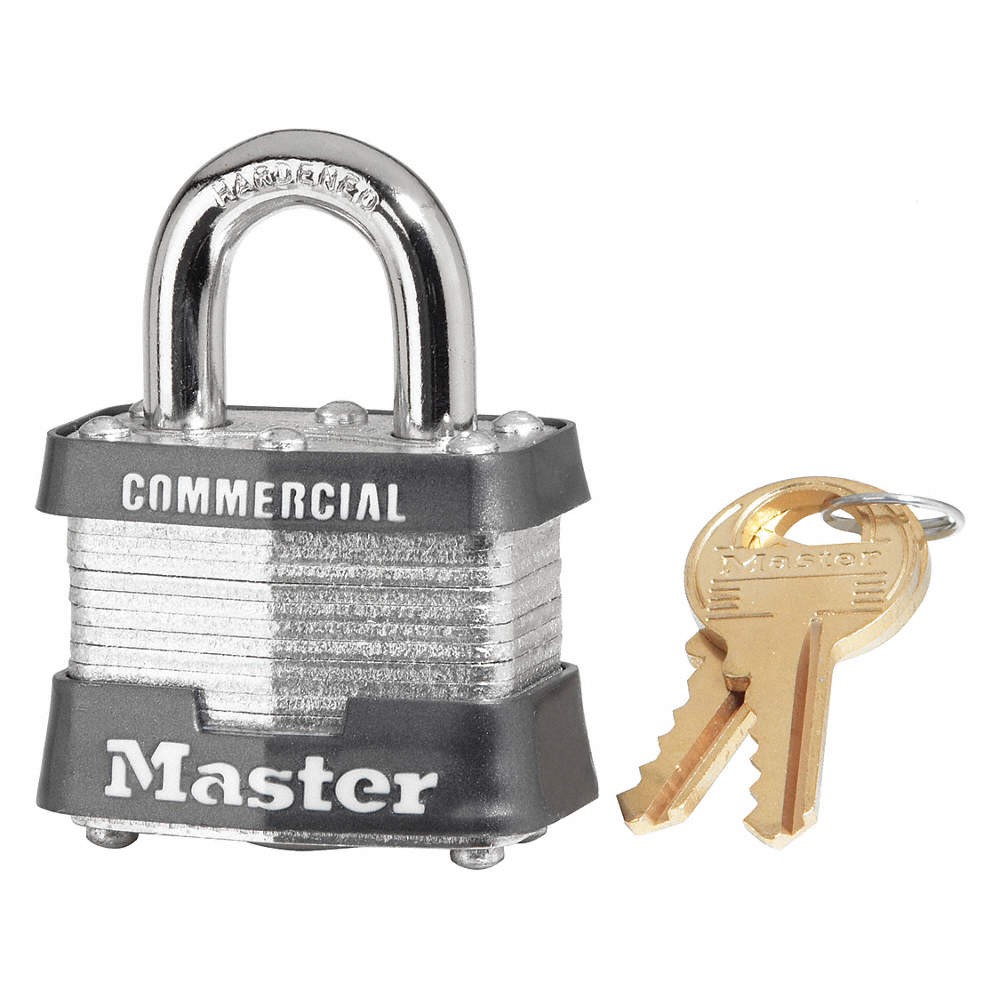 MASTER LOCK 3KA-0464 Keyed Padlock, 5/8 in,Rectangle,Silver 401M59