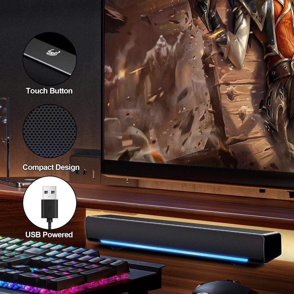 MARBOO Computer PC Bluetooth Soundbar Speakers Wireless USB Powered Laptop Deskt