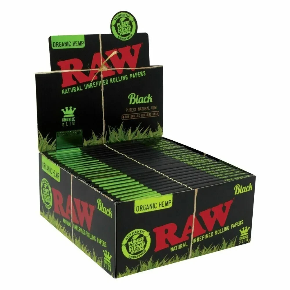RAW Black Organic King Size Slim Rolling Papers (Full Box)