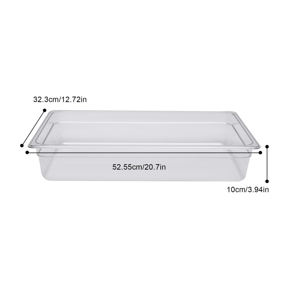 6 Pack Food Pans with Lids, 4'' Deep, Polycarbonate, Clear