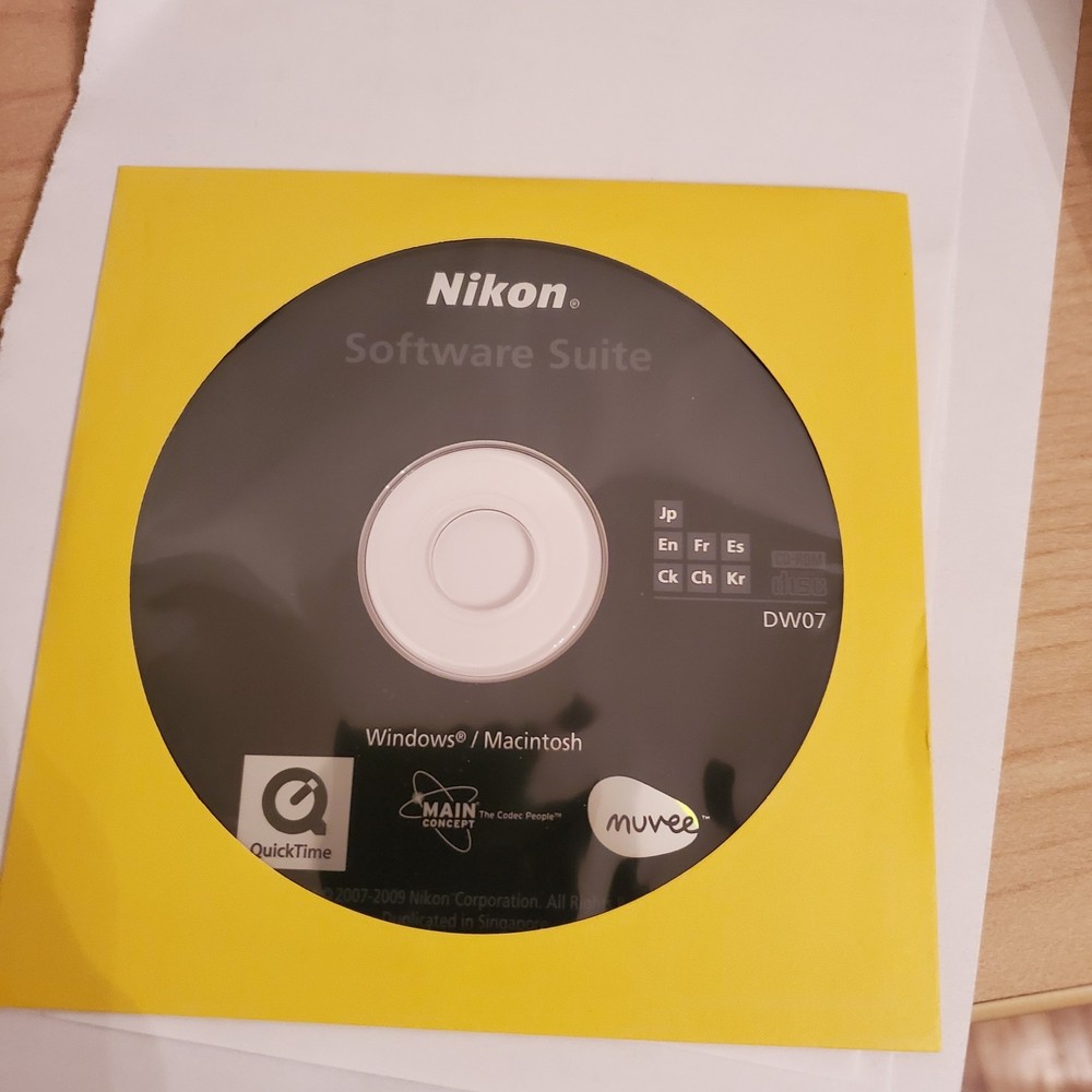 Nikon Software Suite CD Rom, Windows, Macintosh DW02, 2007 Clean CD