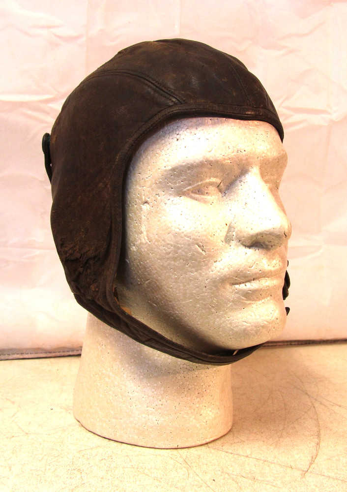 WWII era leather pilot flight helmet
