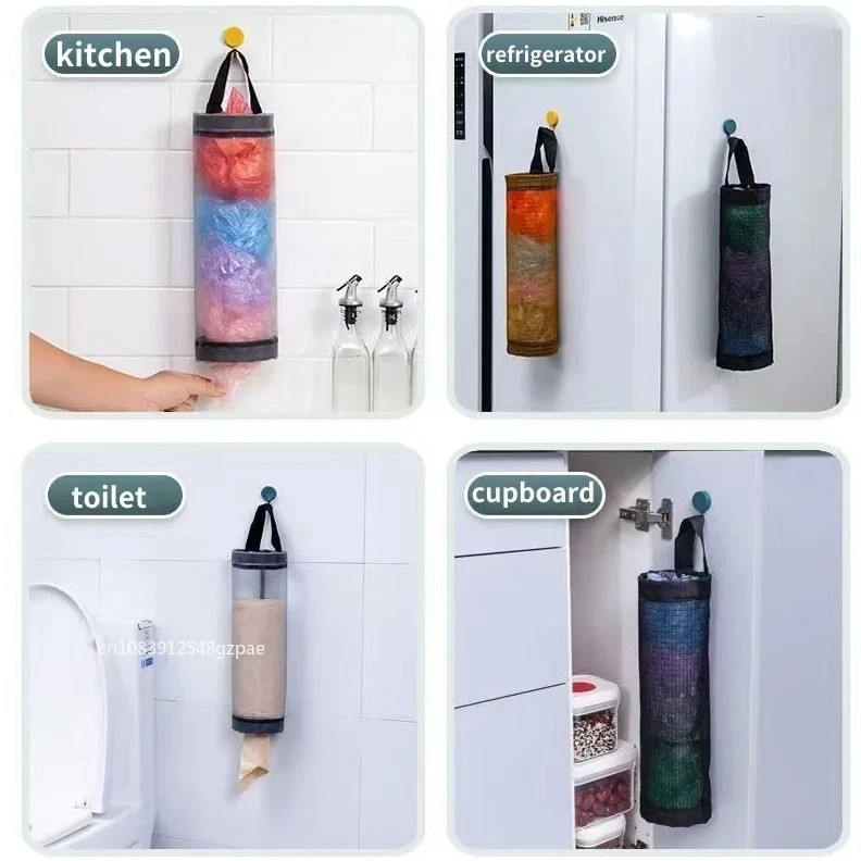 3PCS Wall Mount Plastic Bag Holder Dispenser Hanging Garbage Organizer - NEW