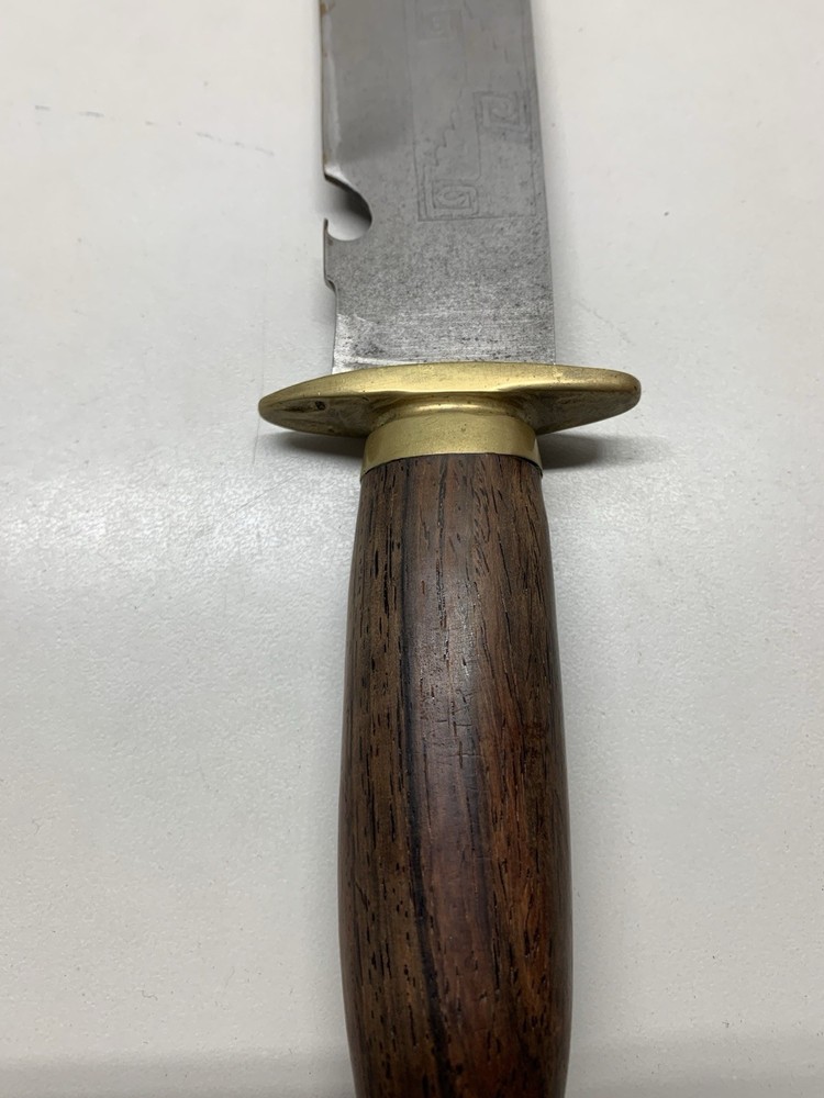 Vintage Mexico Brass Eagle Head Wood Handle Fixed Blade Knife
