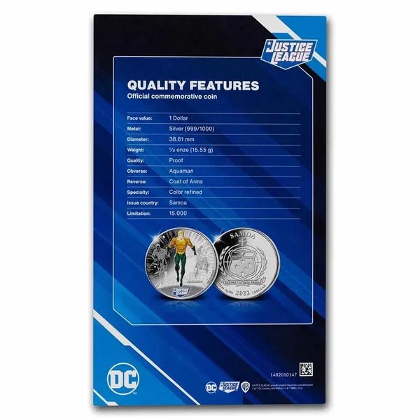 2022 Aquaman 1/2 oz silver coin