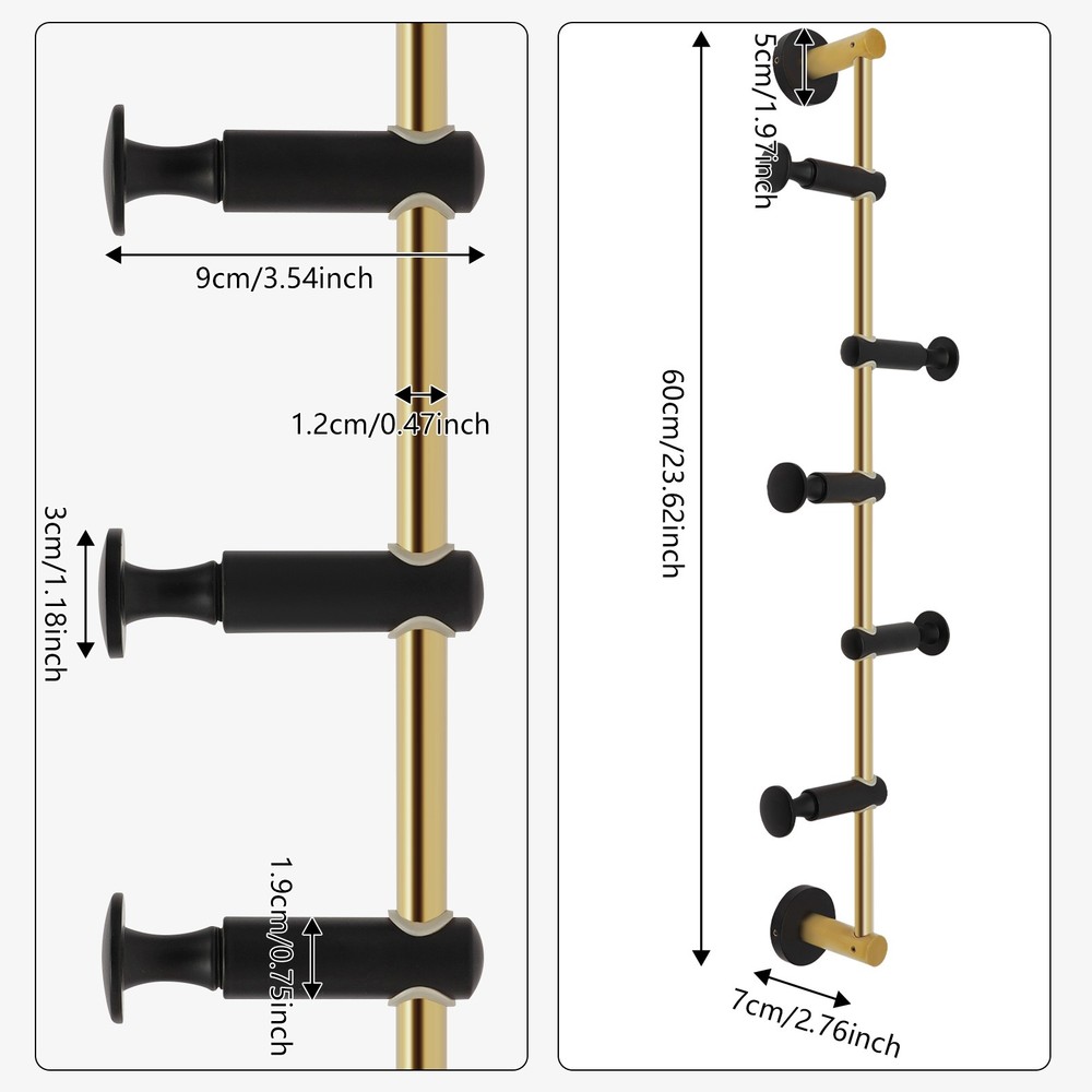Coat Rack Coat Rack With 5 Adjustable Hooks Wall Mounted Vertical 24.02*2.76in
