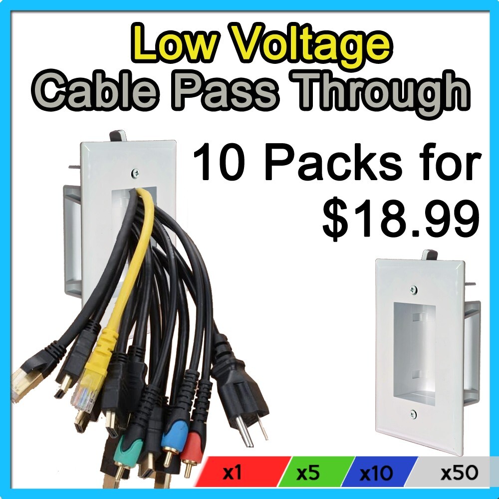 Wall Plate Low Voltage Cable Pass Through Mounting Box Organize Cables
